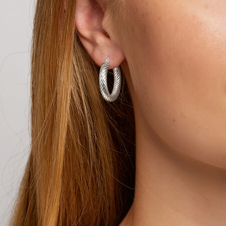 15mm Twist Hoop Earrings in Sterling Silver 15mm Twist Hoop Earrings in Sterling Silver