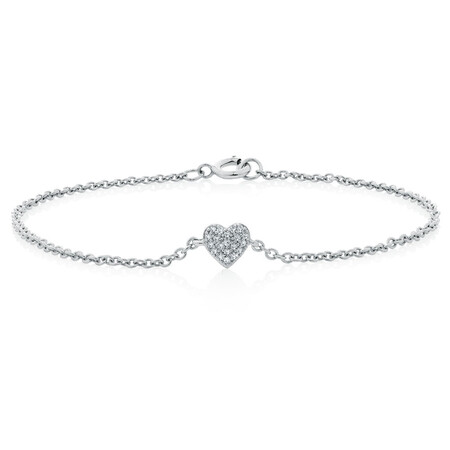 Heart Pave Bracelet with Diamonds in Sterling Silver