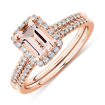 Bridal Set with Morganite & 0.34 Carat TW of Diamonds in 14kt Rose Gold Bridal Set with Morganite & 0.34 Carat TW of Diamonds in 14kt Rose Gold