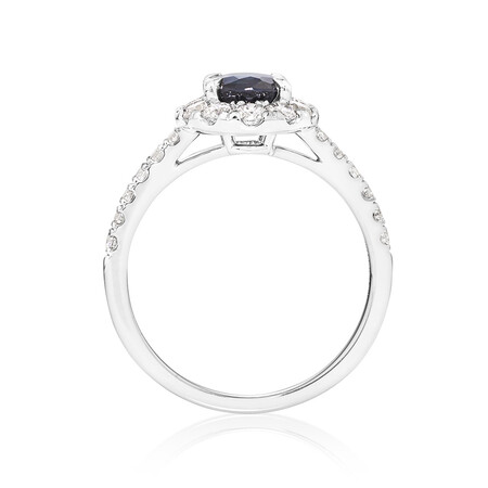 Halo Ring with Sapphire & 0.80 Carat TW of Diamonds in 14kt White Gold Halo Ring with Sapphire & 0.80 Carat TW of Diamonds in 14kt White Gold