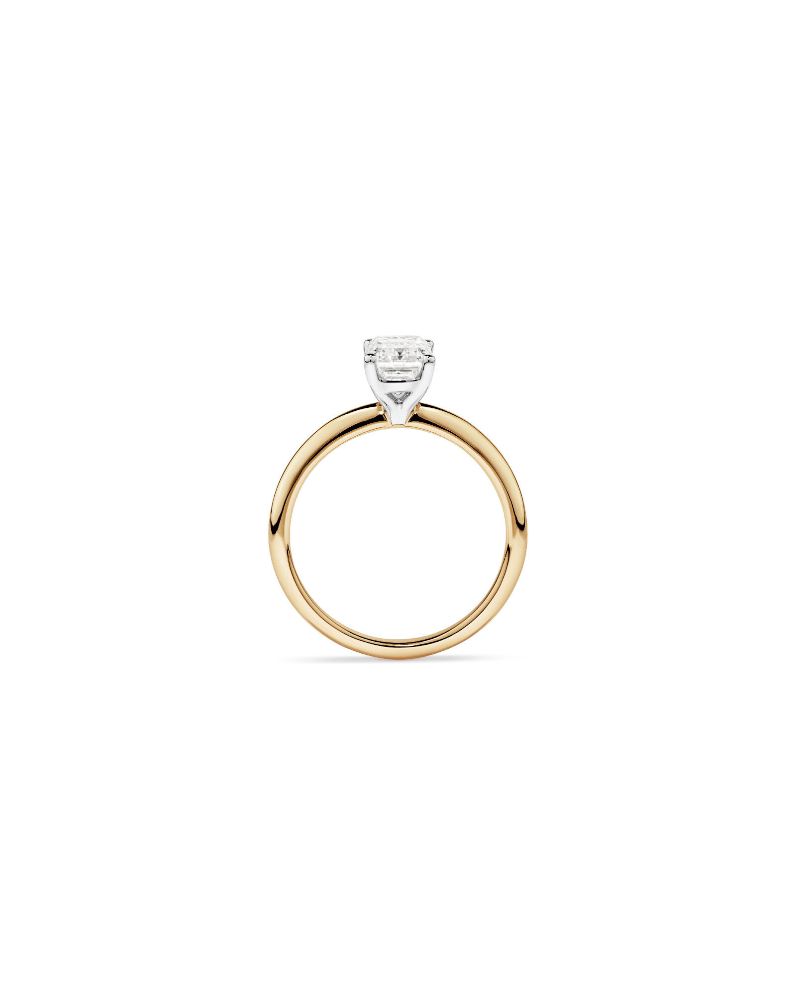 Bague de fiançailles solitaire en diamant cultivé en laboratoire TW taille émeraude de 1,25 carat en or jaune et blanc 14 carats