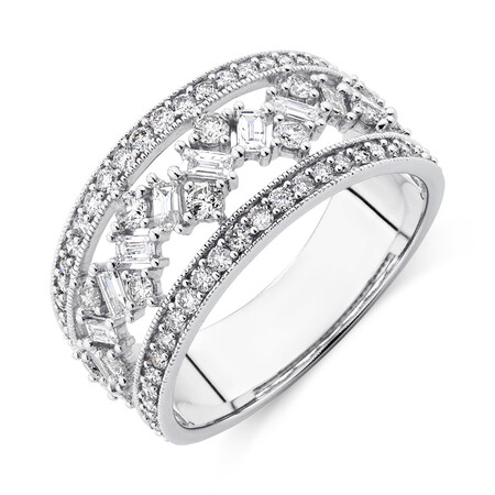 Three Row Ring with 1 Carat TW of Diamonds in 10kt White Gold Three Row Ring with 1 Carat TW of Diamonds in 10kt White Gold