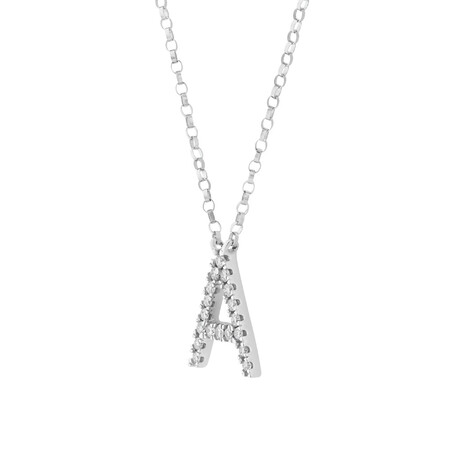 A' Initial necklace with 0.10 Carat TW of Diamonds in 10kt White Gold A' Initial necklace with 0.10 Carat TW of Diamonds in 10kt White Gold