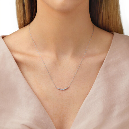 Graduated Bar Necklace with 0.20 Carat TW of Diamonds in 10kt White Gold Graduated Bar Necklace with 0.20 Carat TW of Diamonds in 10kt White Gold