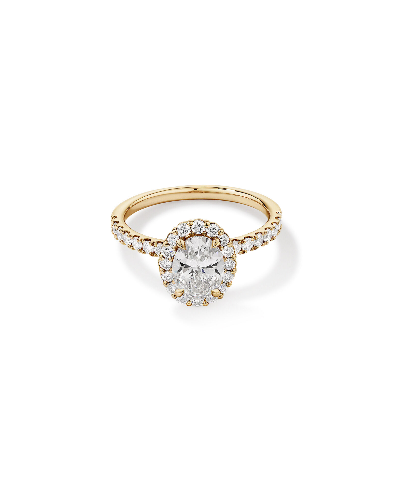 Bague de fiançailles ovale TW de 1,78 carat en or jaune jaune 14 carats