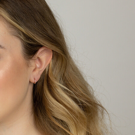 Huggie Earrings with Pink Tourmaline in 10kt Rose Gold Huggie Earrings with Pink Tourmaline in 10kt Rose Gold