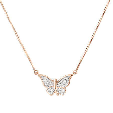 Butterfly Necklace with Diamonds in 10kt Rose Gold Butterfly Necklace with Diamonds in 10kt Rose Gold