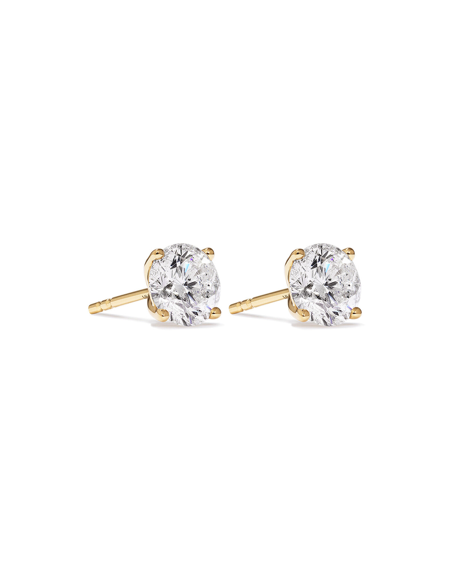 2.00 Carat TW Diamond Solitaire Stud Earrings 18kt Yellow Gold