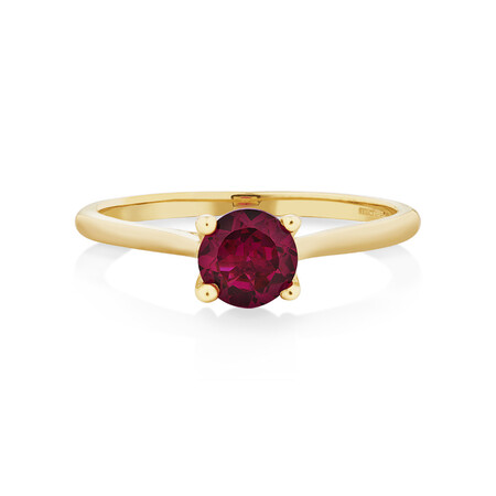 Ring with Created Ruby in 10kt Yellow Gold Ring with Created Ruby in 10kt Yellow Gold
