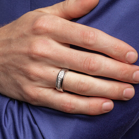 Men's Ring with 1 Carat TW of Diamonds in 10kt White Gold Men's Ring with 1 Carat TW of Diamonds in 10kt White Gold