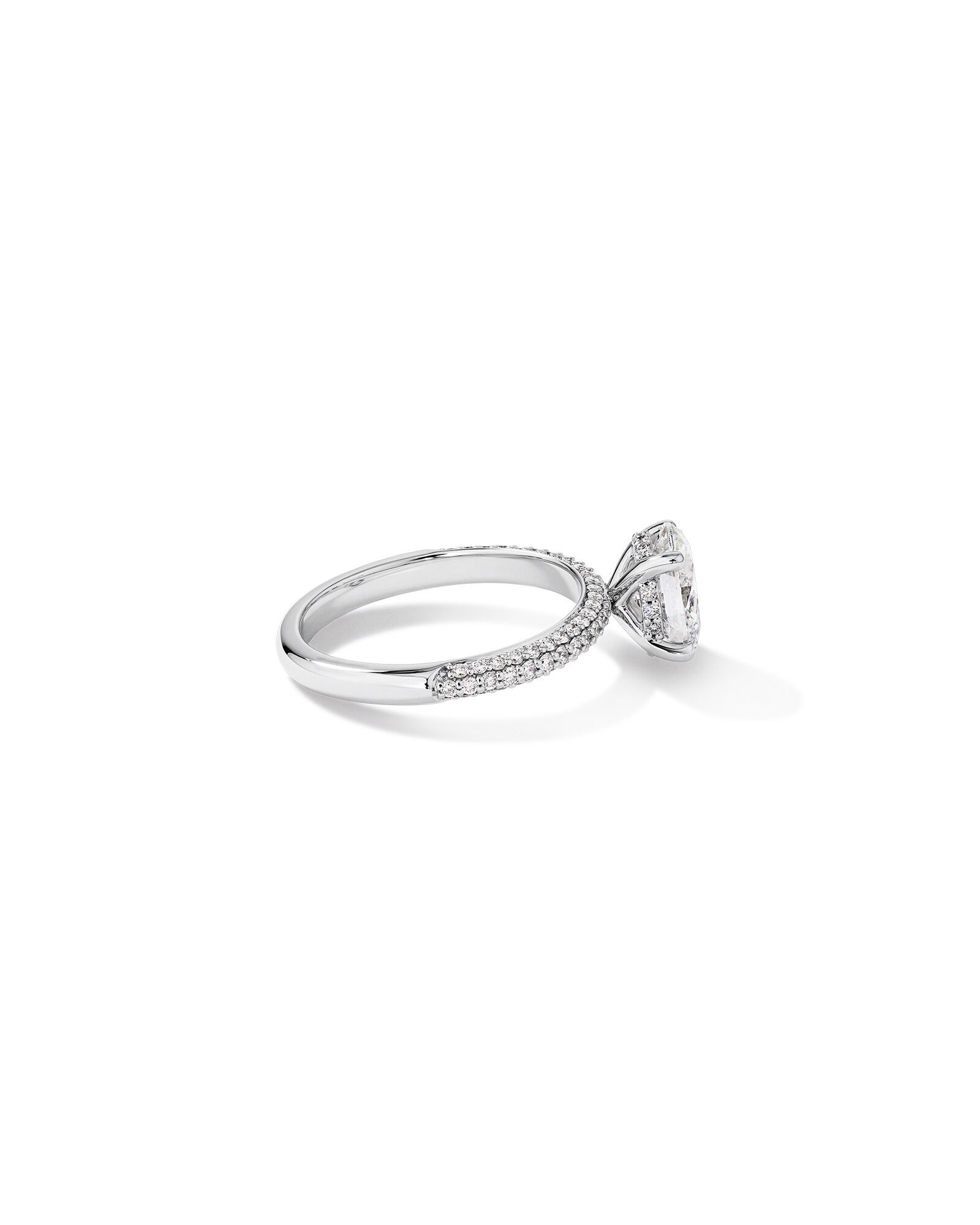 1.95 Carat TW Oval Cut Laboratory-Grown Diamond Solitaire Side Accent Engagement Ring in 14kt Gold