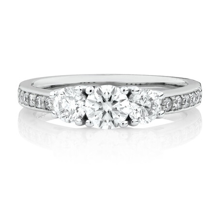 Three Stone Engagement Ring with 1 Carat TW of Diamonds in 14kt White Gold Three Stone Engagement Ring with 1 Carat TW of Diamonds in 14kt White Gold