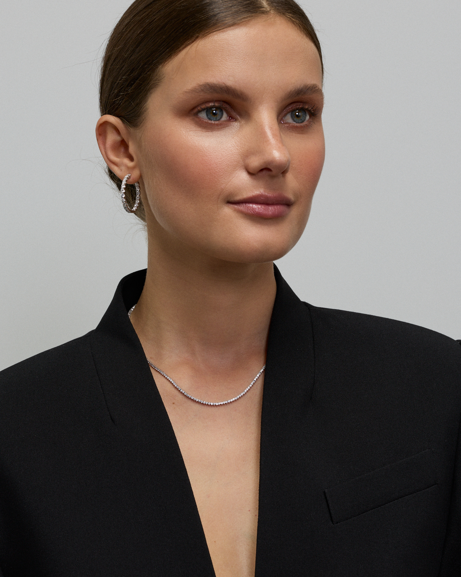 3.00TW Lab Diamond Inside Out Hoop Earrings in Silver - Large