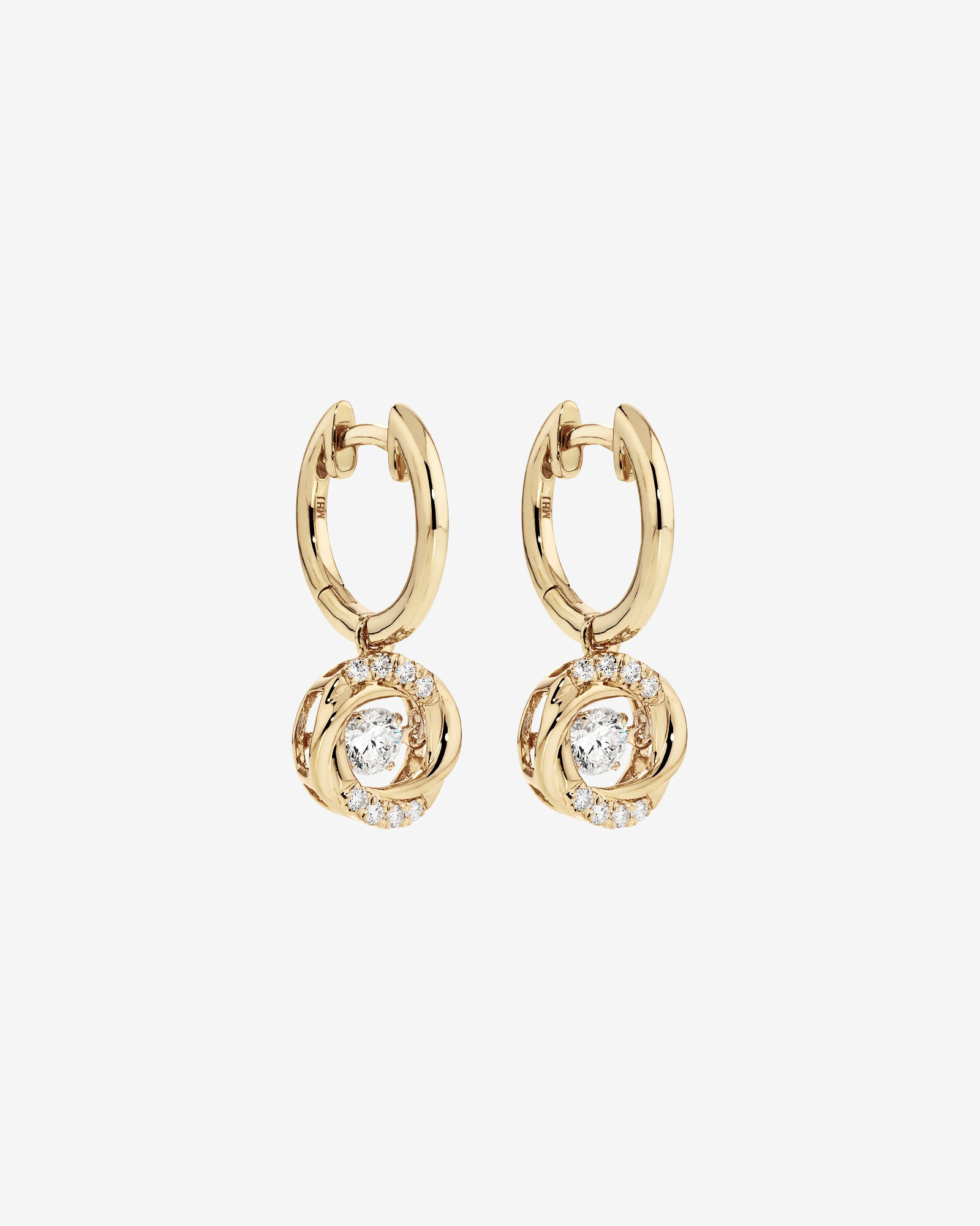 Lume Lab Swirl Huggie Earrings with 0.60 Carat TW of Laboratory-Grown Diamonds in 10kt Yellow Gold