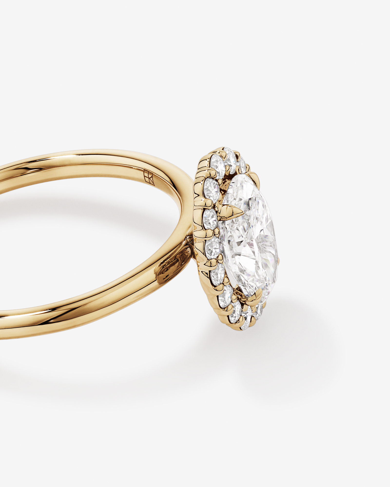 1.46 Carat TW Oval Cut Laboratory-Grown Diamond Halo Engagement Ring in 14kt Yellow Gold