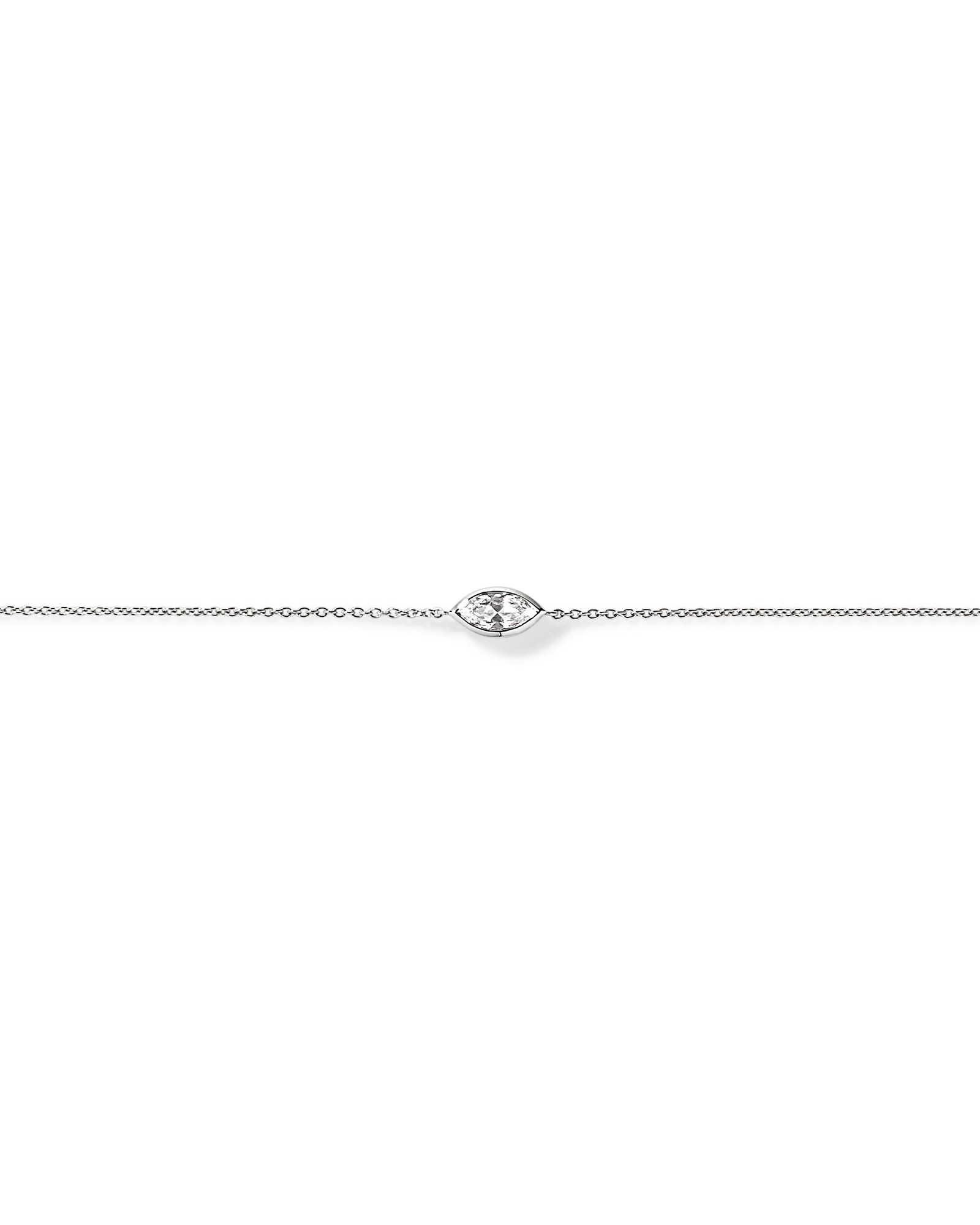 Marquise Cut White Created Sapphire Bezel Bracelet in 10kt White Gold