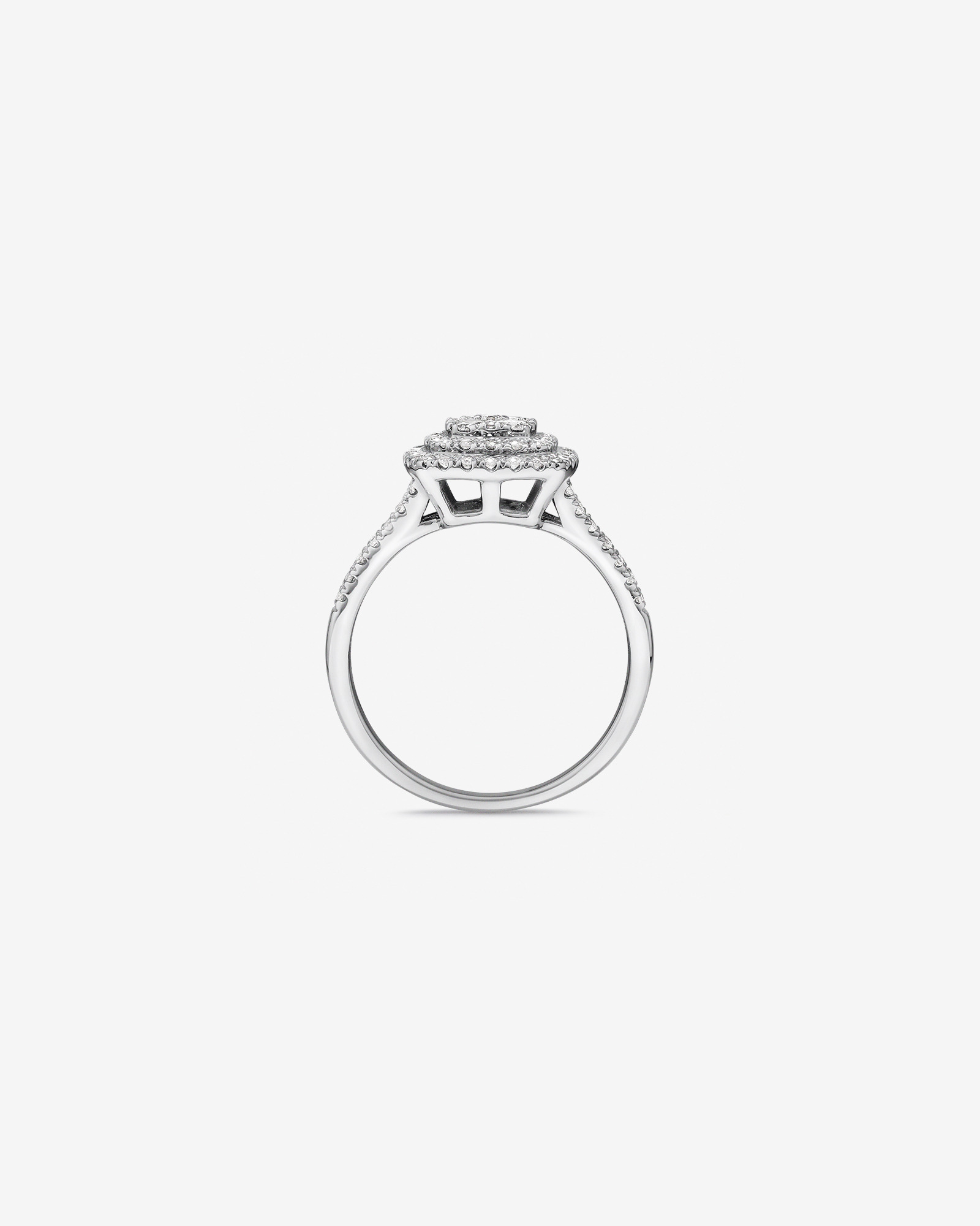 Bague halo de diamants taille coussin de 0,65 carat en or blanc 10 kt