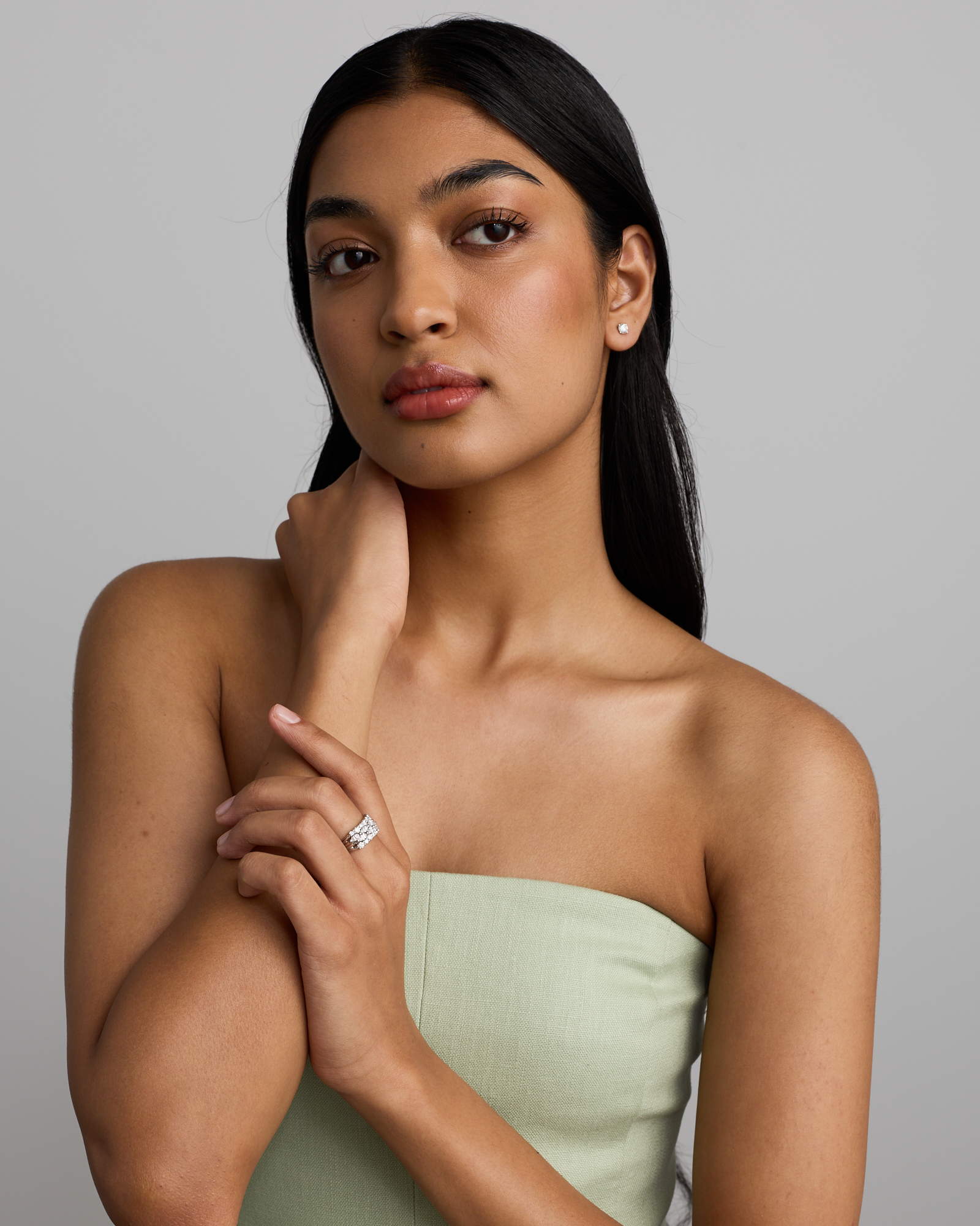 2.46 Carat TW Laboratory-Grown Marquise and Round Brilliant Diamond Ring 10kt White Gold