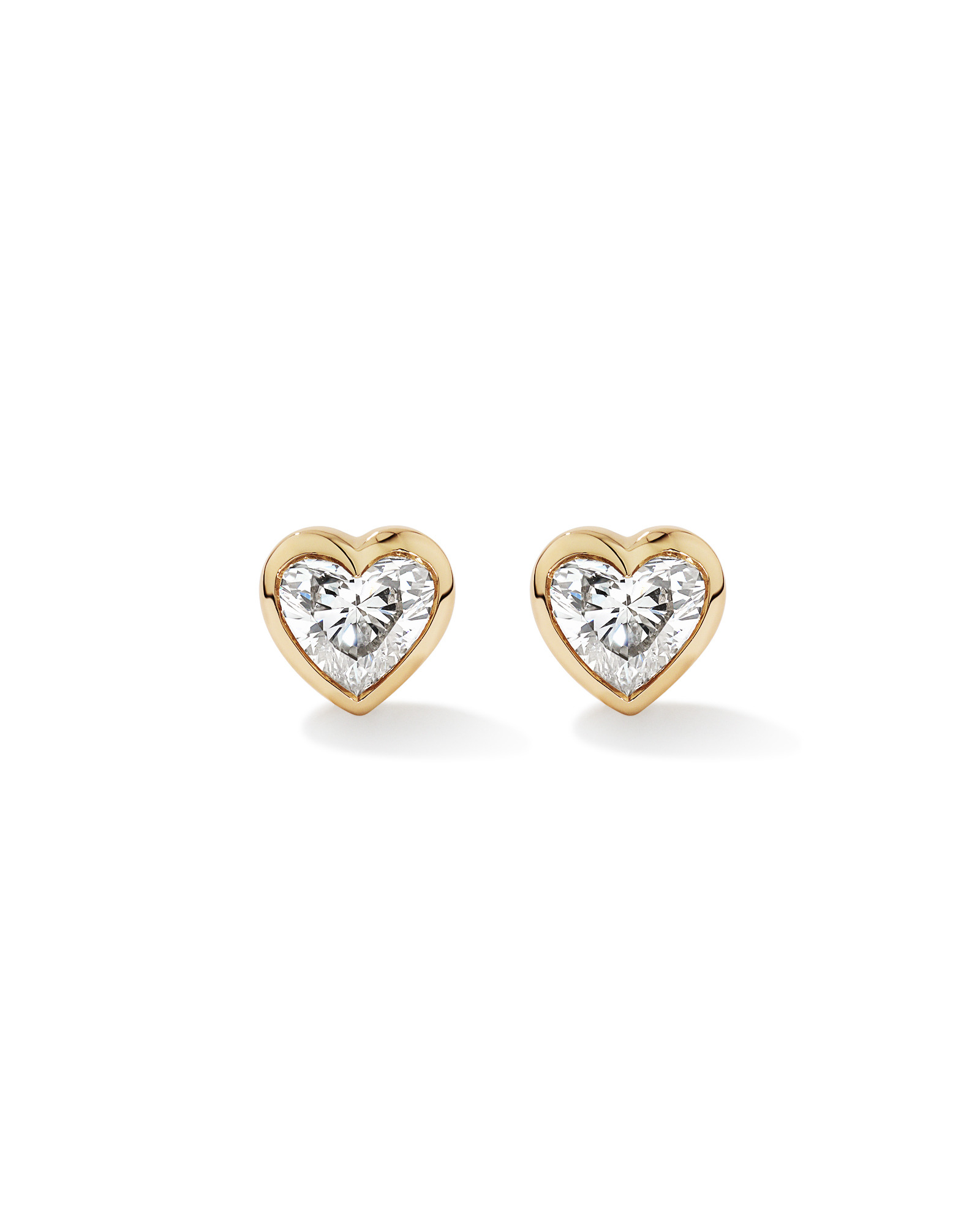 1.00 Carat TW Laboratory-Grown Diamond Heart Stud Earrings in 10kt Yellow Gold