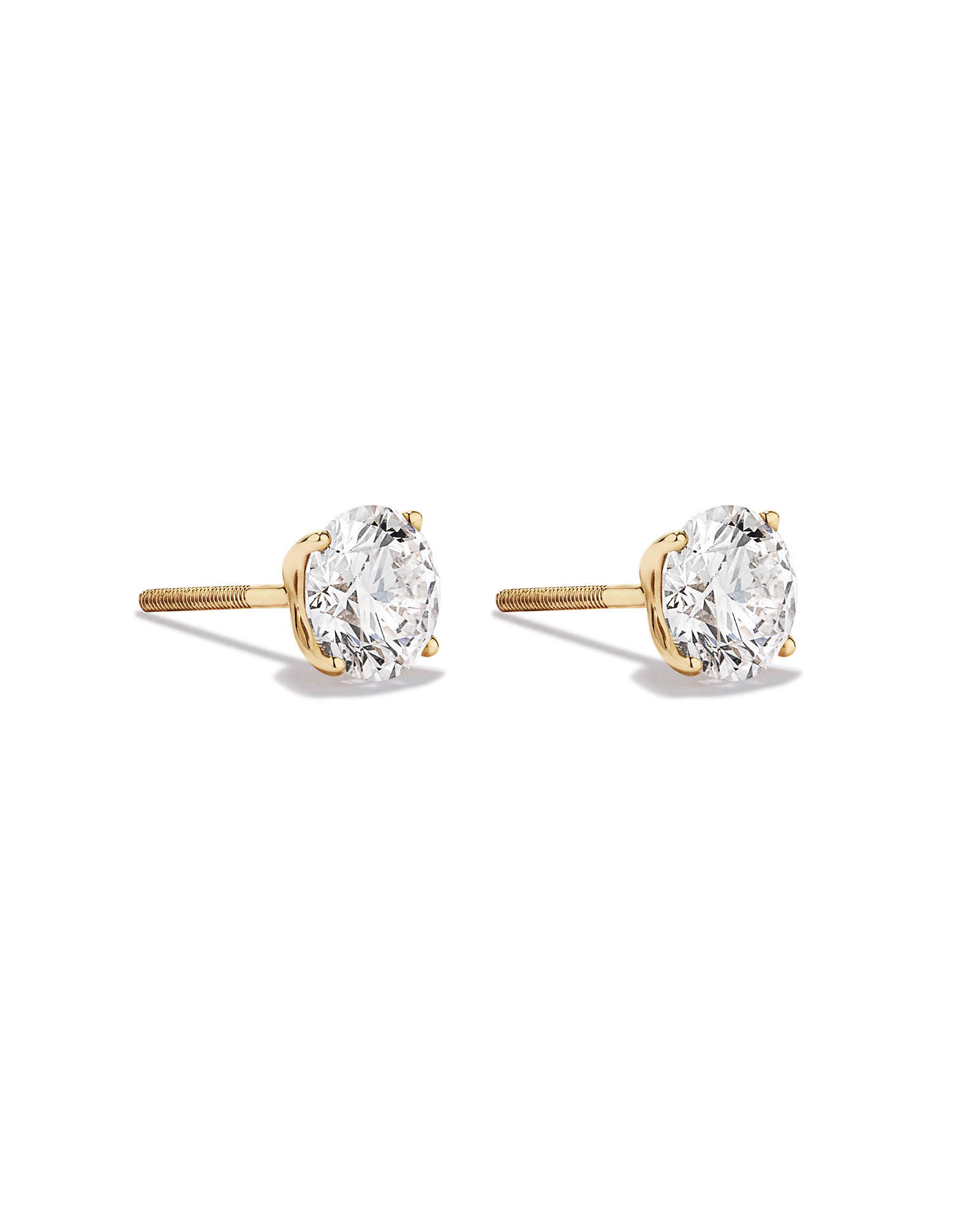 2.00TW Lab Diamond Solitaire Stud Earrings in 10kt Gold