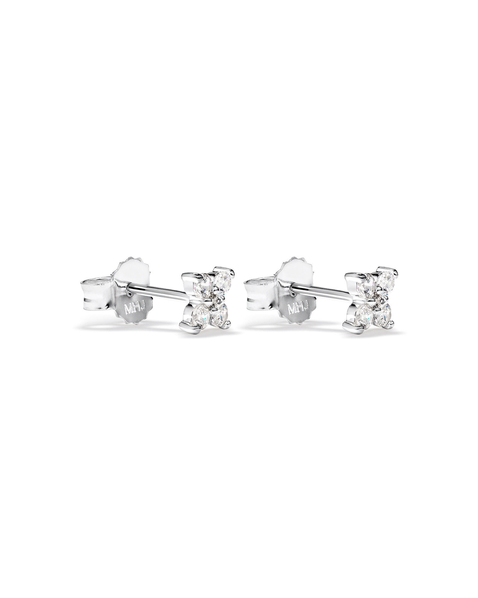 Boutons d'oreilles fleuries en argent sterling avec zircon cubique