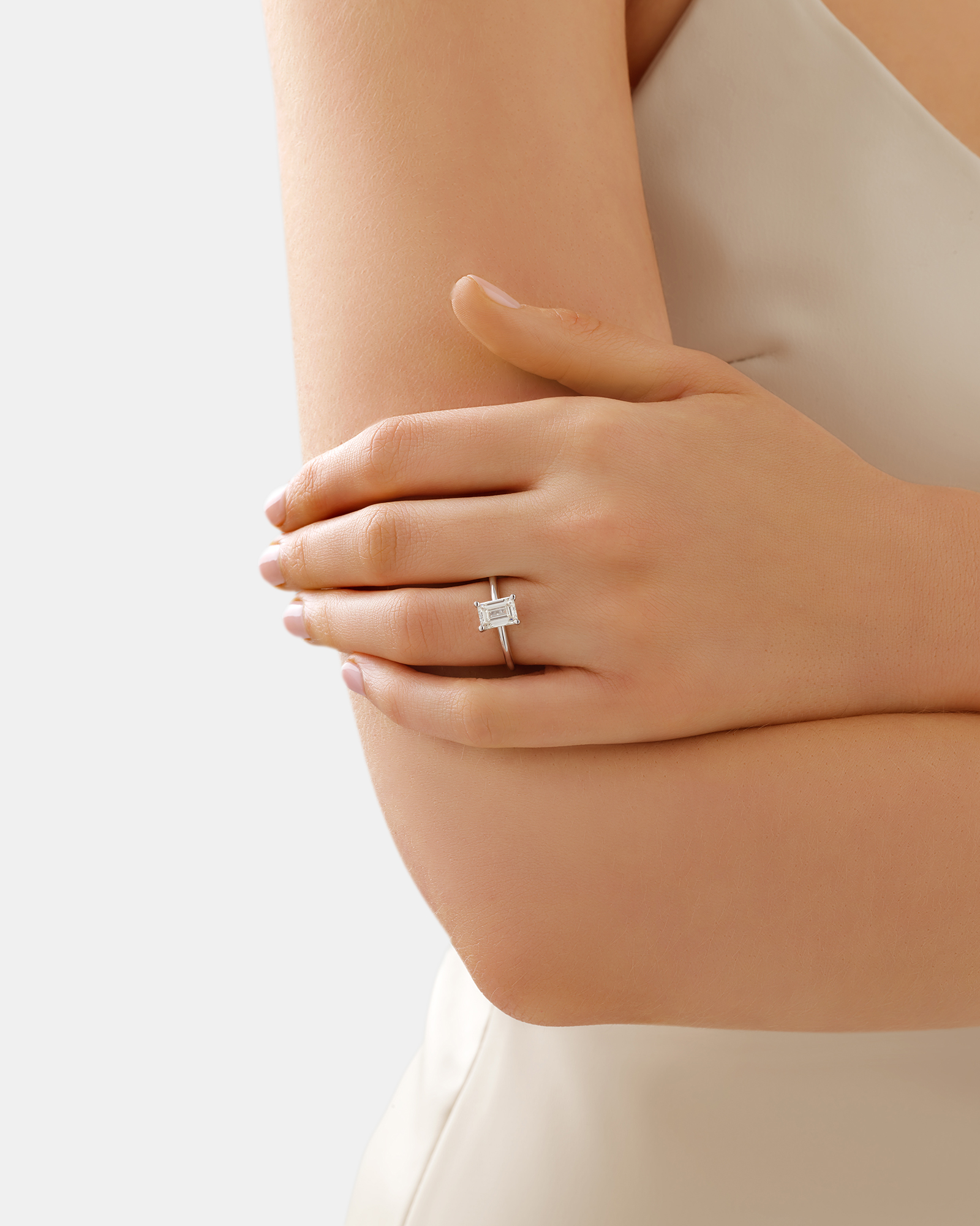 1.25 Carat TW Emerald Cut Laboratory-Grown Diamond Solitaire Engagement Ring 14kt White Gold