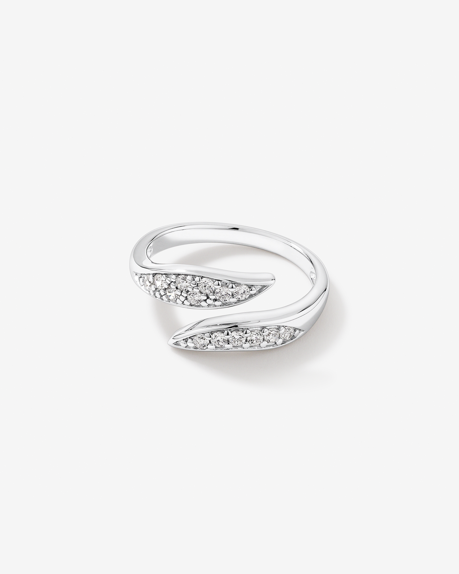 Bague Ouverte Avec Zircon Cubique Pointu En Argent Sterling