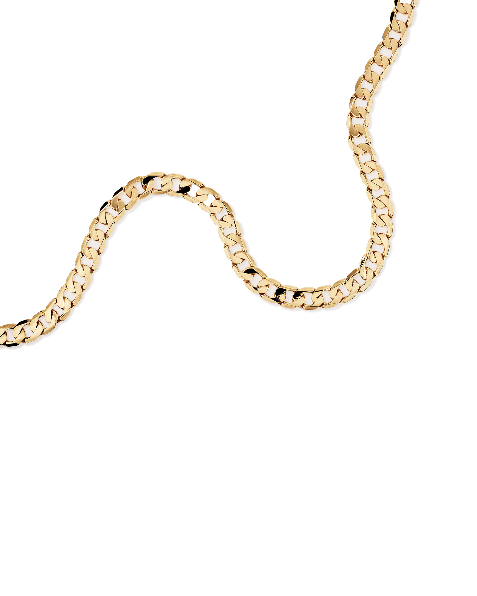 55cm (22") 13mm Width Solid Flat Bevelled Curb Chain in 10kt Yellow Gold