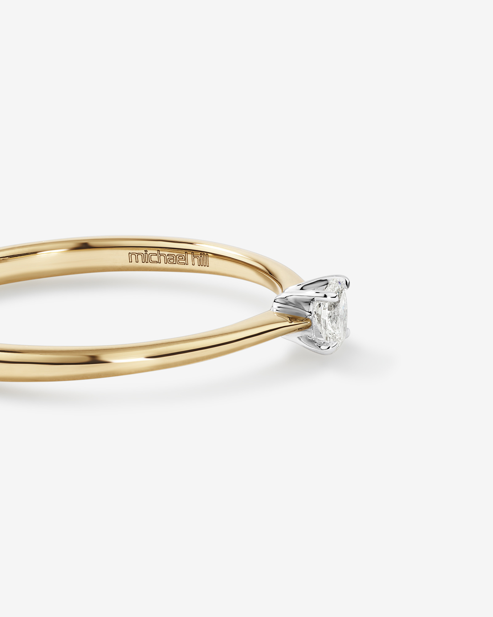 Bague de promesse en or jaune et blanc 10 carats avec diamant solitaire en forme de poire