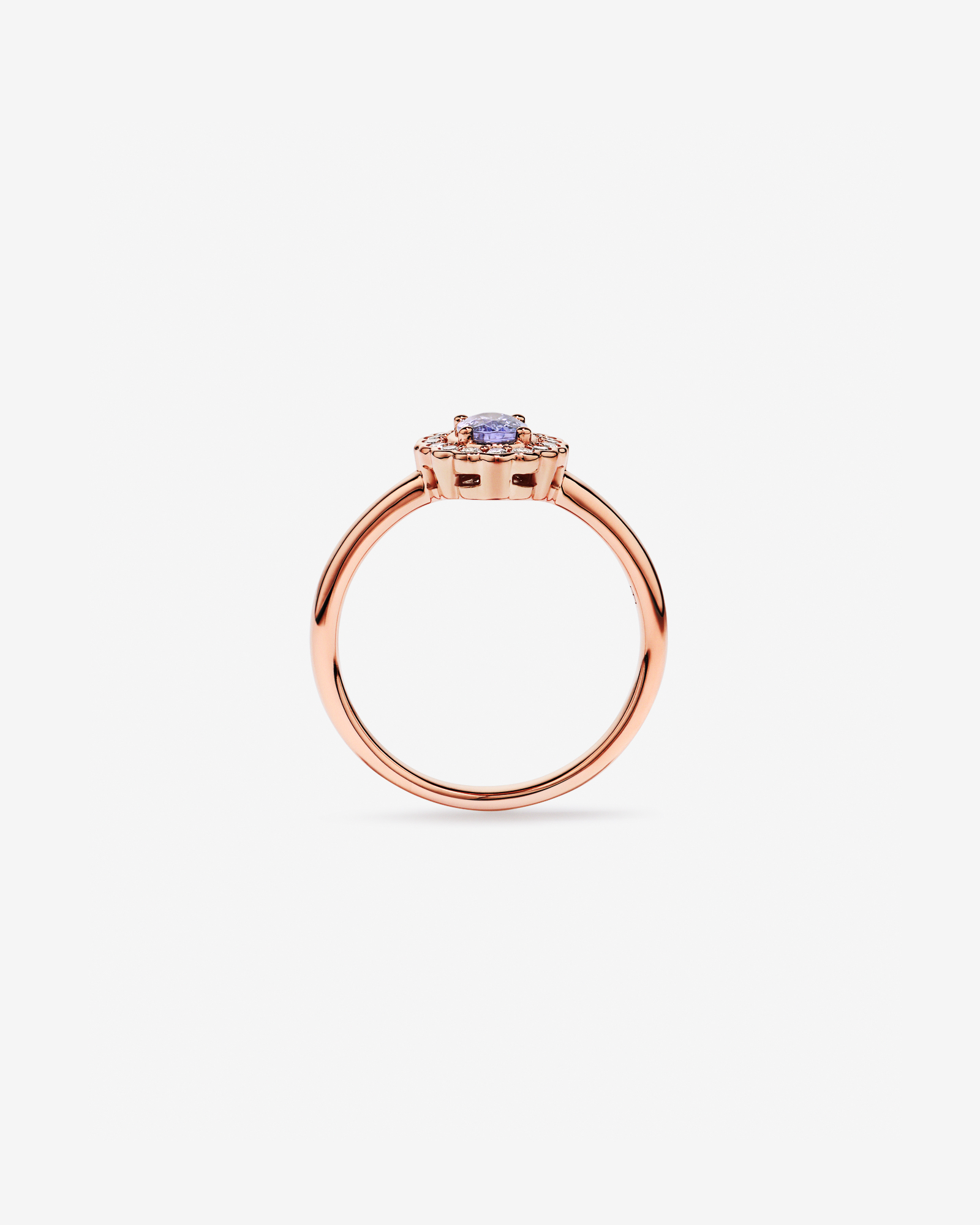 Tanzanite & 0.15TW of Diamond Halo Ring 10kt Rose Gold
