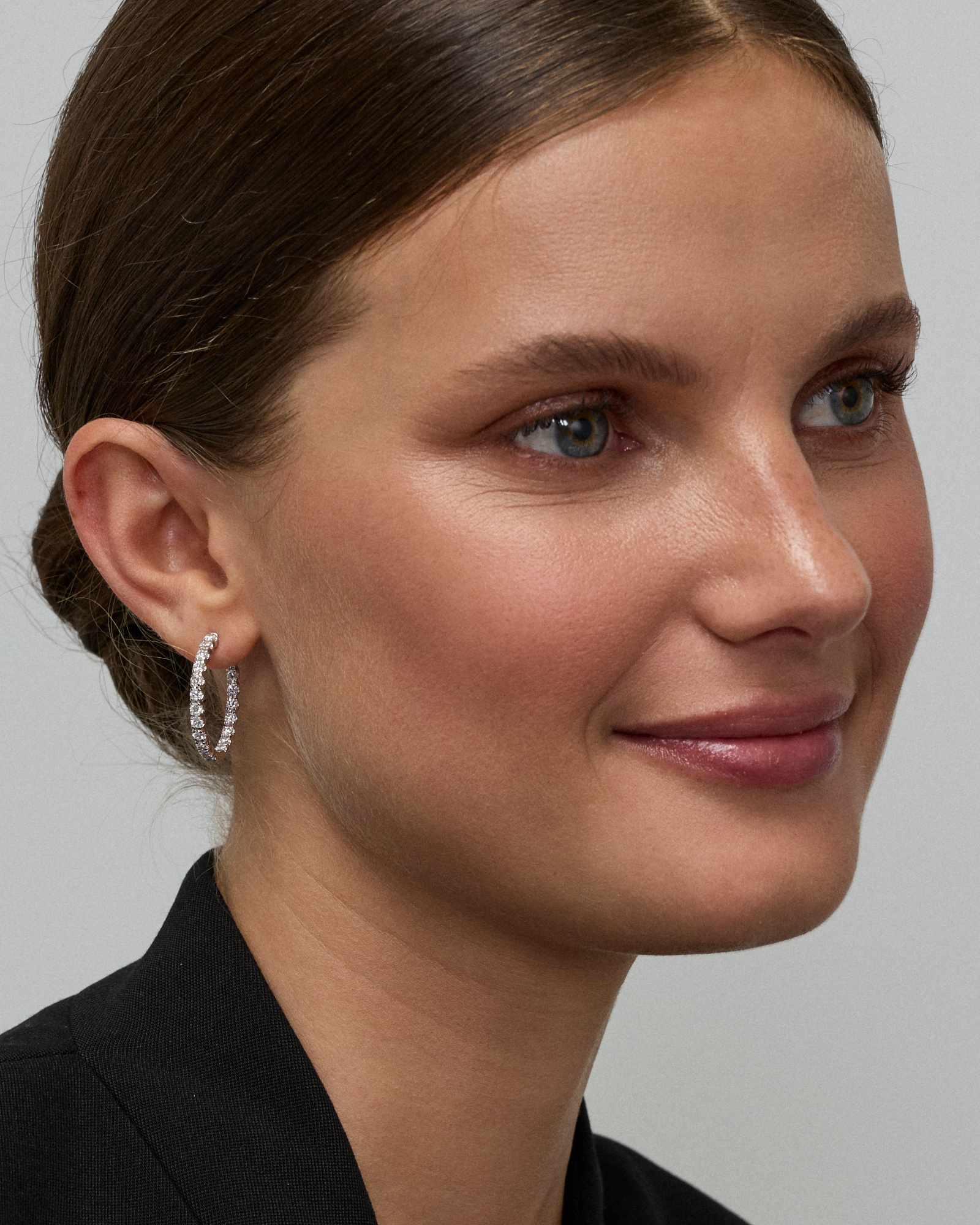 2.00TW Lab Diamond Inside Out Hoop Earrings in Silver -Medium