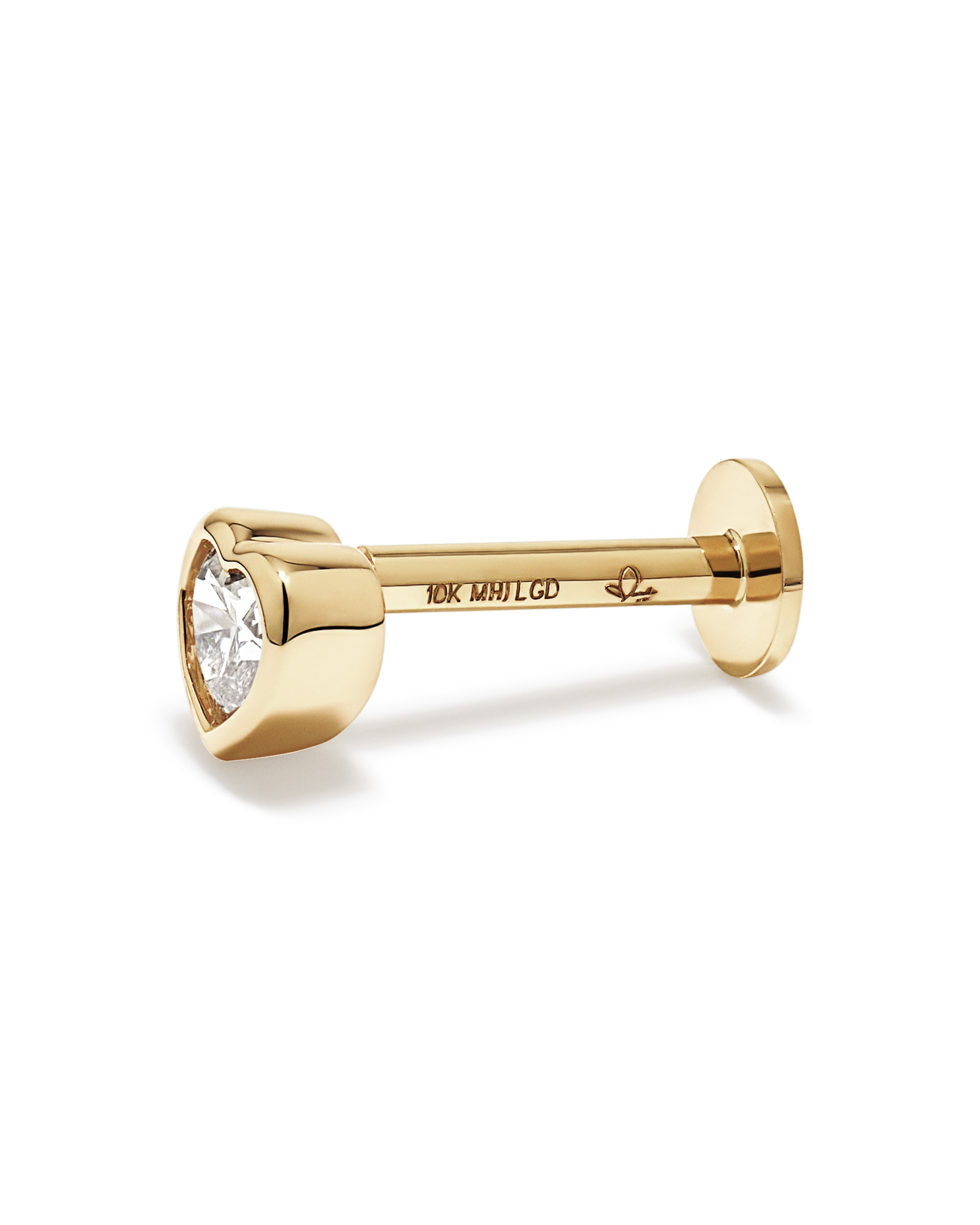 0.08 Carat TW Laboratory-Grown Diamond Heart Helix Earring in 10kt Yellow Gold