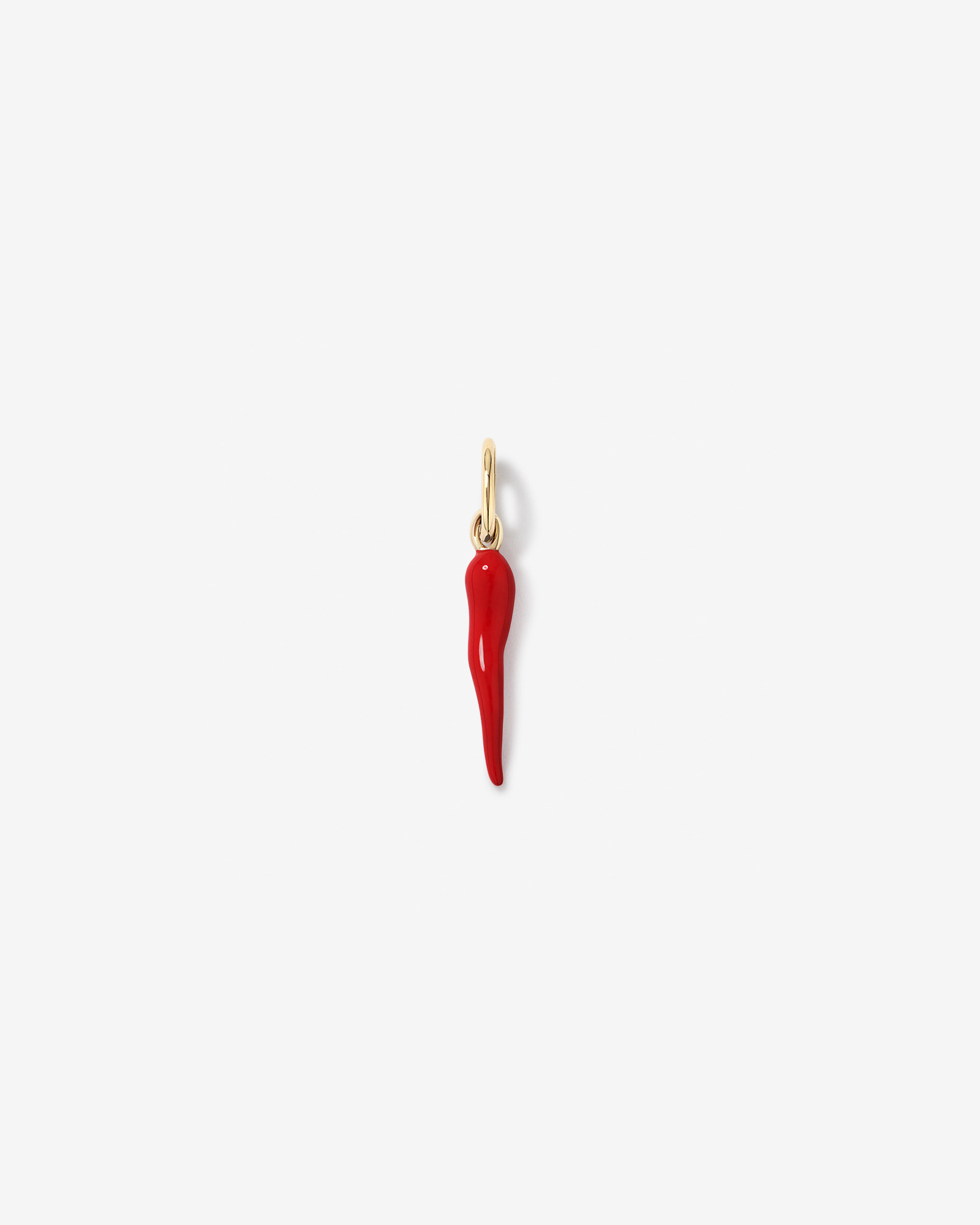 Pendentif Cornicello Rouge en Argent Sterling et Or Jaune 10k