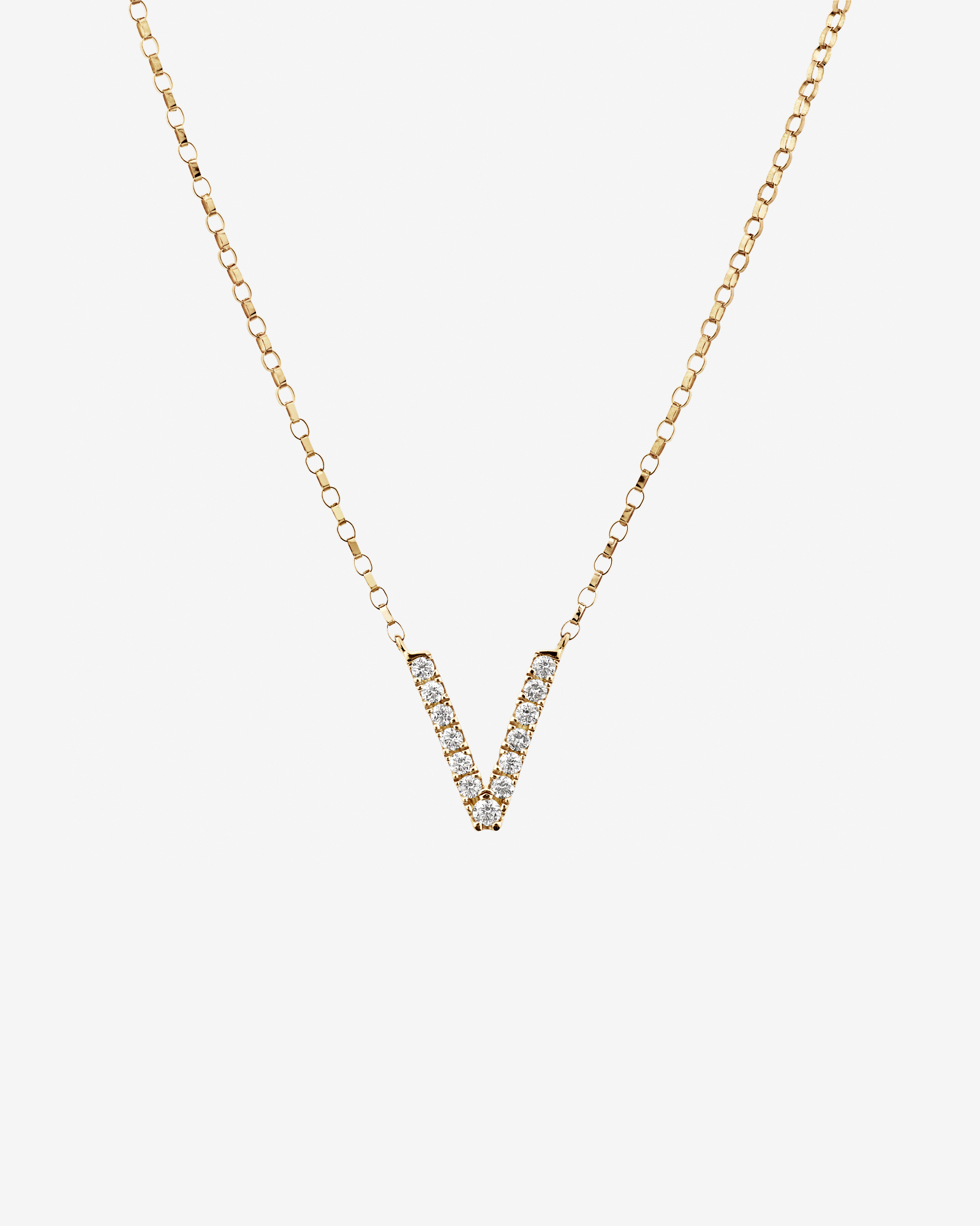 Collier à initiale « V » en or jaune 10 K à diamants totalisant 0,10 ct