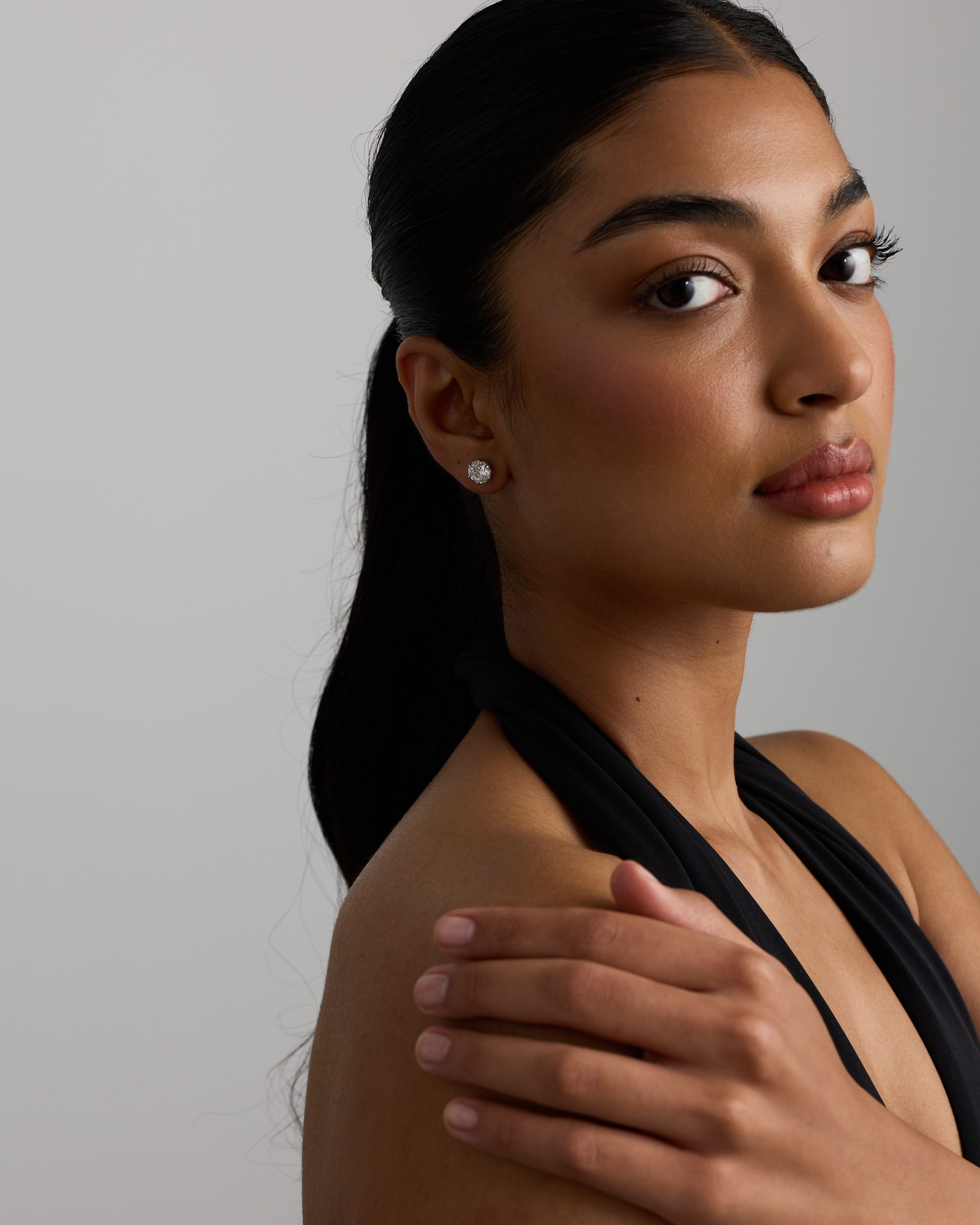 9.5mm Round Brilliant Cubic Zirconia Stud Earrings in Sterling Silver