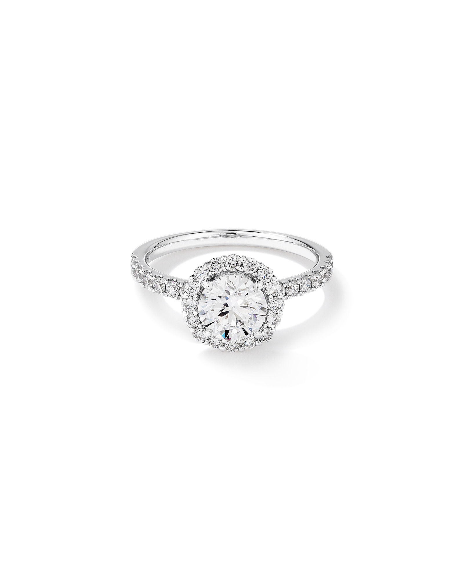 1.79 Carat TW Round Brilliant Laboratory-Grown Diamond Halo Engagemet Ring 14kt White Gold
