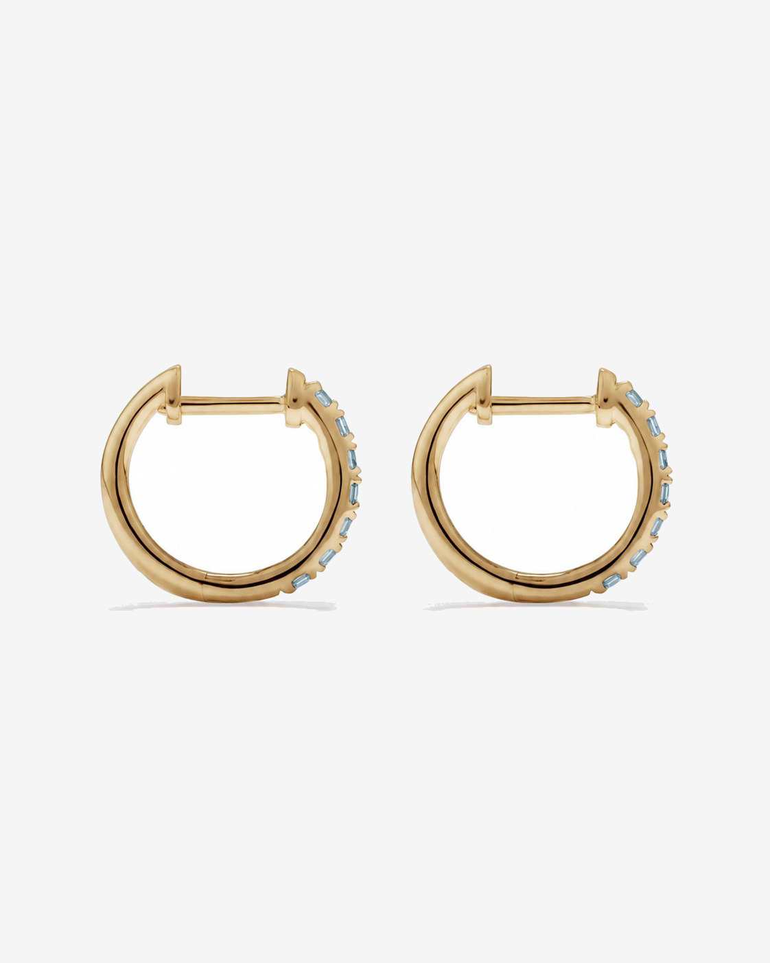 Boucles d'oreilles anneaux Aigue-marine en or jaune 10 ct