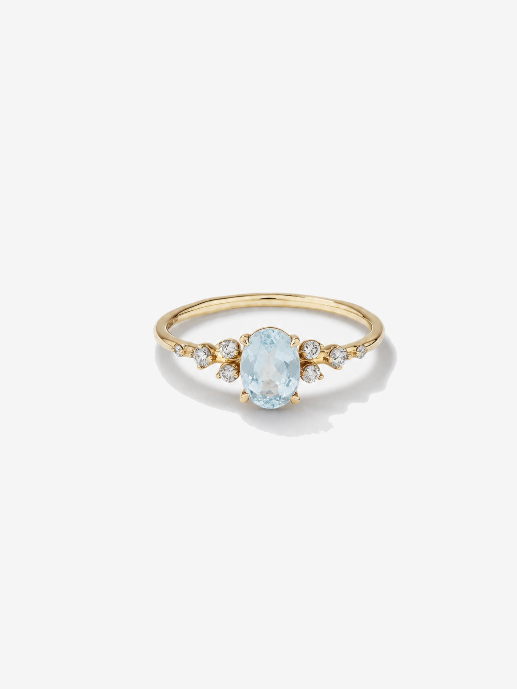 Aquamarine and 0.12 Carat TW Diamond Ring 10kt Yellow Gold