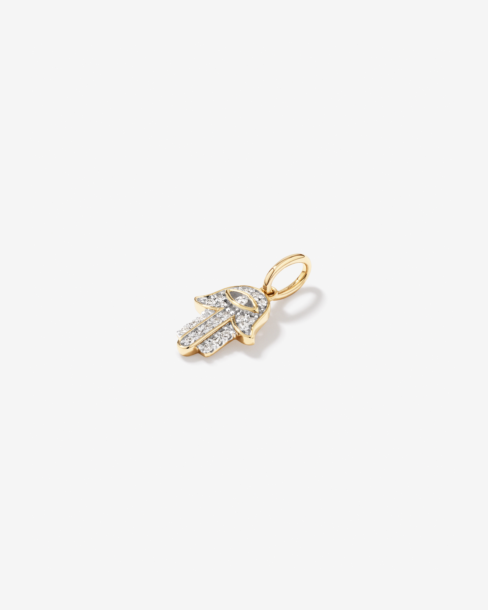 Diamond Hamsa Hand Pendant in 10kt Yellow Gold