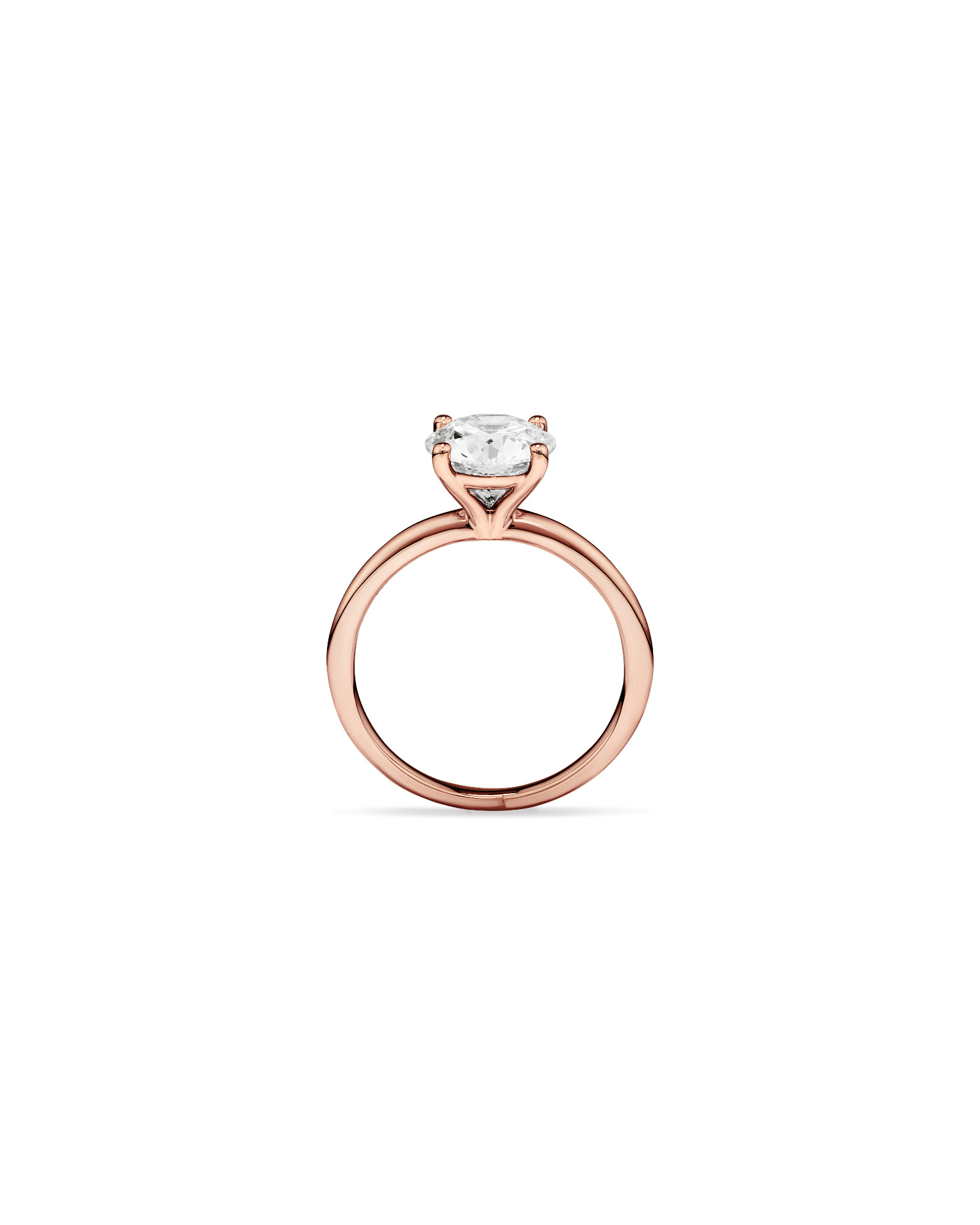 Bague de fiançailles solitaire ronde en diamant brillant laboratoire TW 2 carats or rose 14