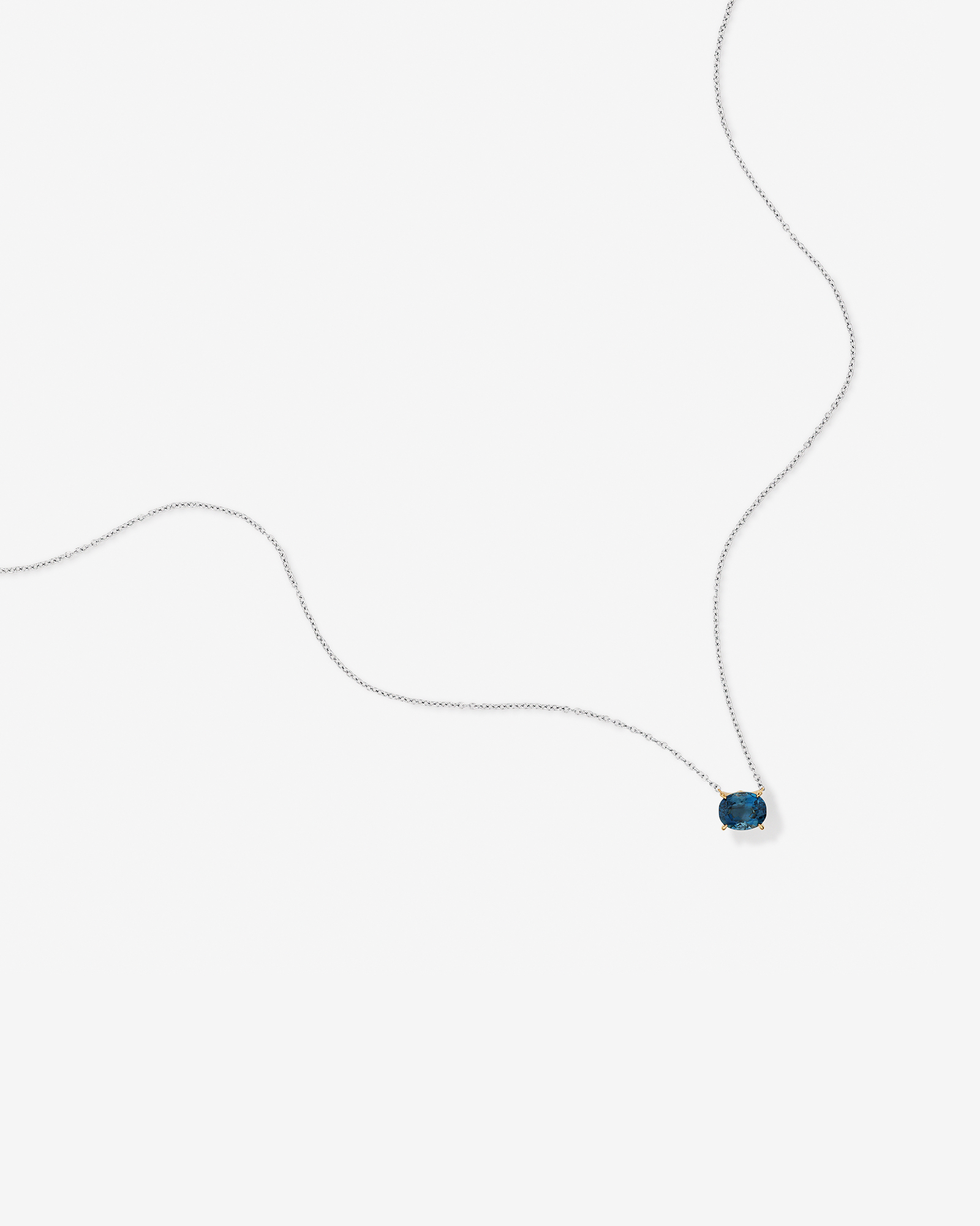 Collier en argent sterling et or jaune 10 K avec topaze bleue de Londres