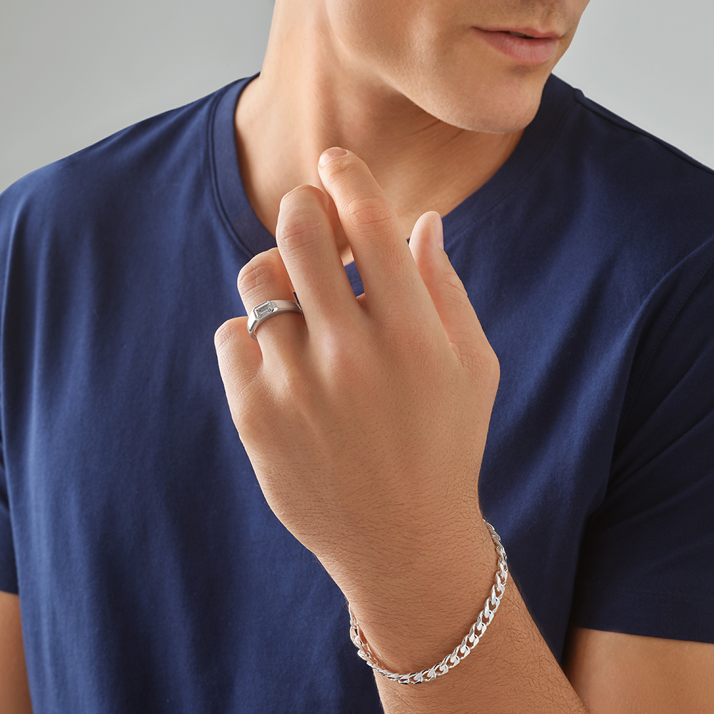 Bracelet à maillons gourmette de 21 cm en argent sterling, largeur de 7,2 mm