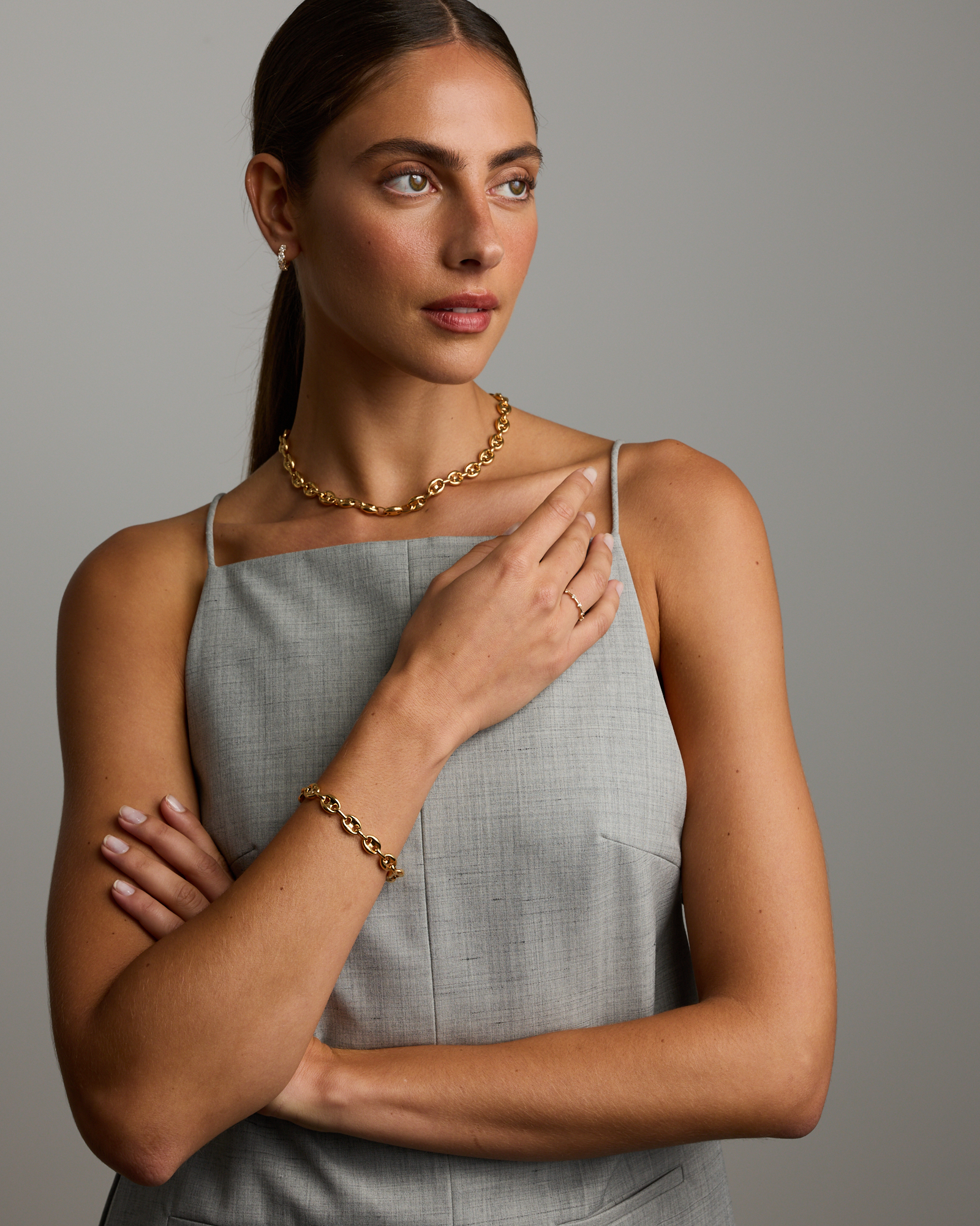 Puff Anchor Bracelet in 18kt Gold Vermeil