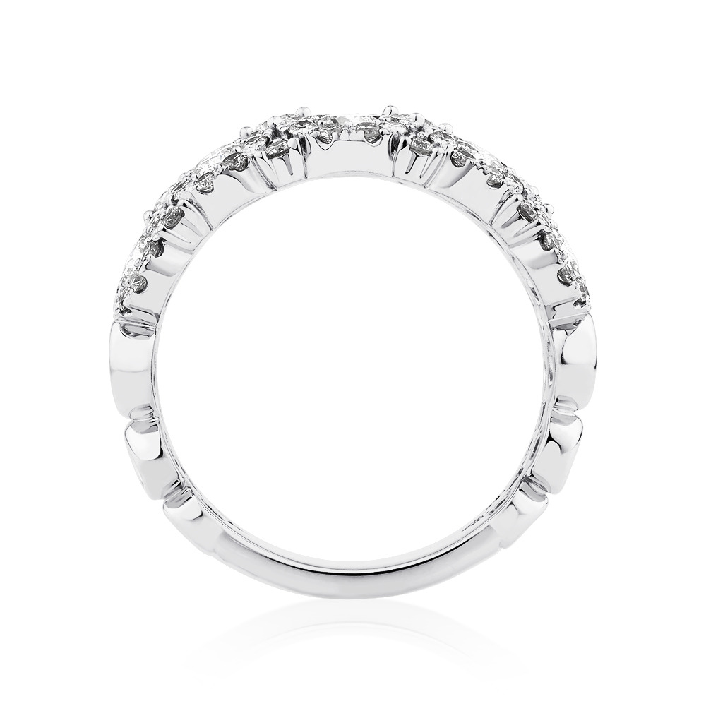 Bague à bulles à 2 rangs en or blanc 14 K avec diamants totalisant 2 ct