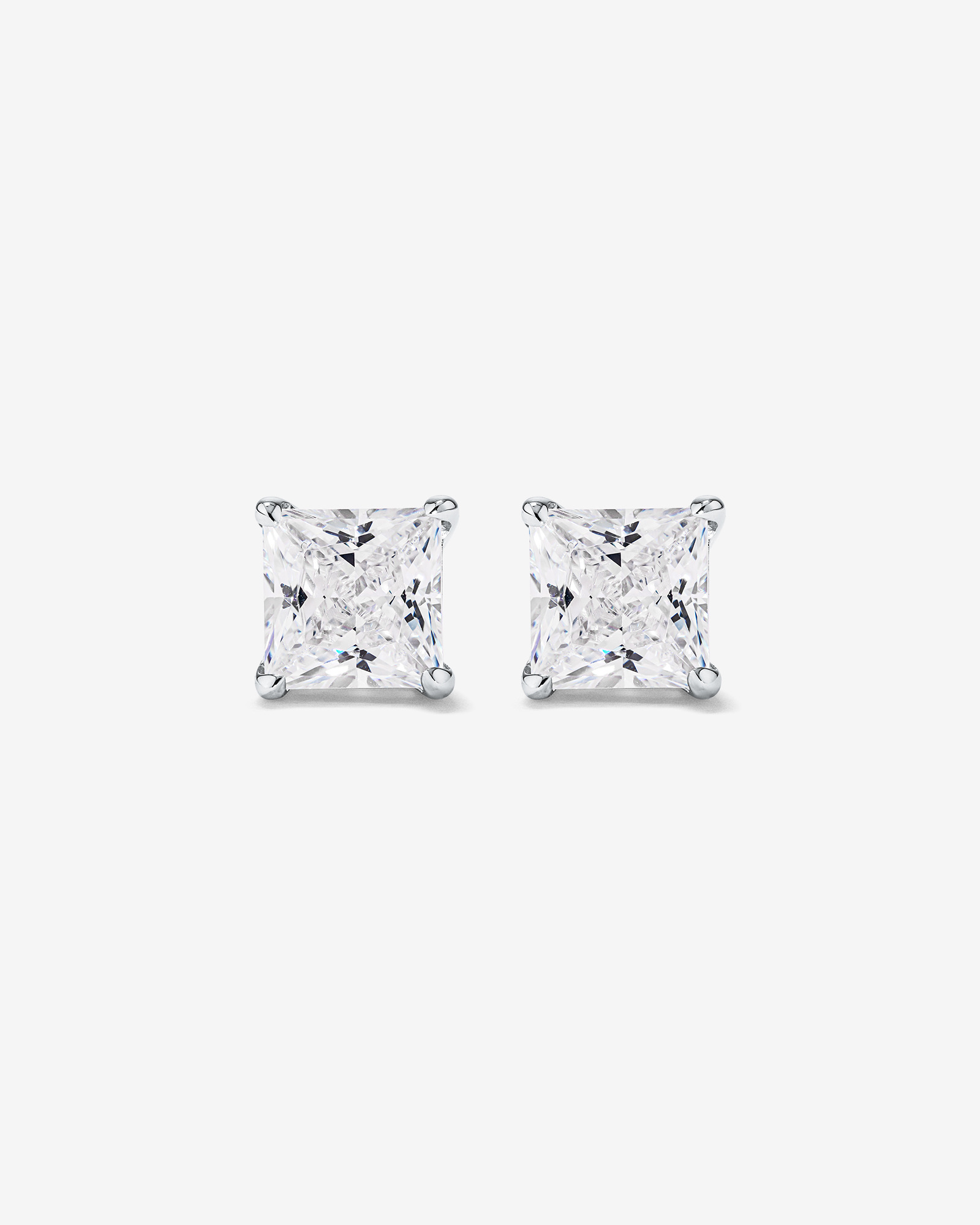 7mm Princess Cubic Zirconia Stud Earrings in Sterling Silver