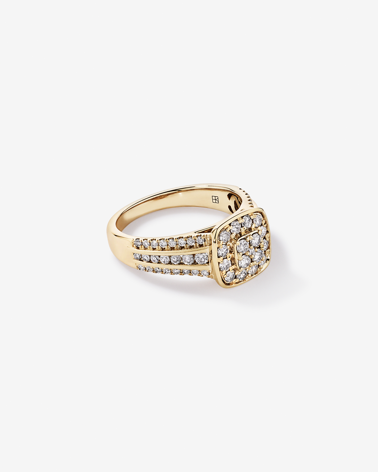 0.85 Carat TW Cushion-Shaped Diamond Cluster Ring 10kt Yellow Gold