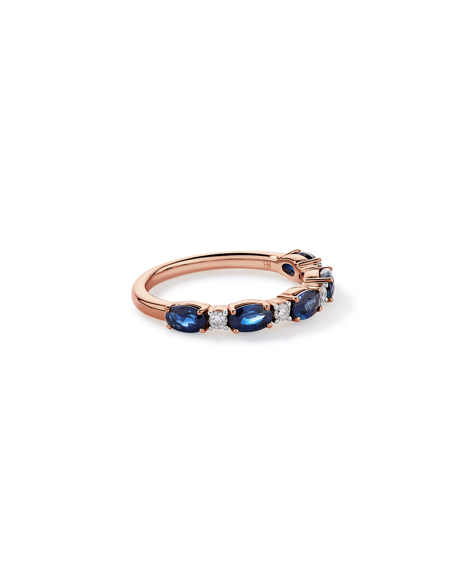 Australian Sapphire & 0.12 Carat TW Diamond Alternating Ring 10kt Rose Gold