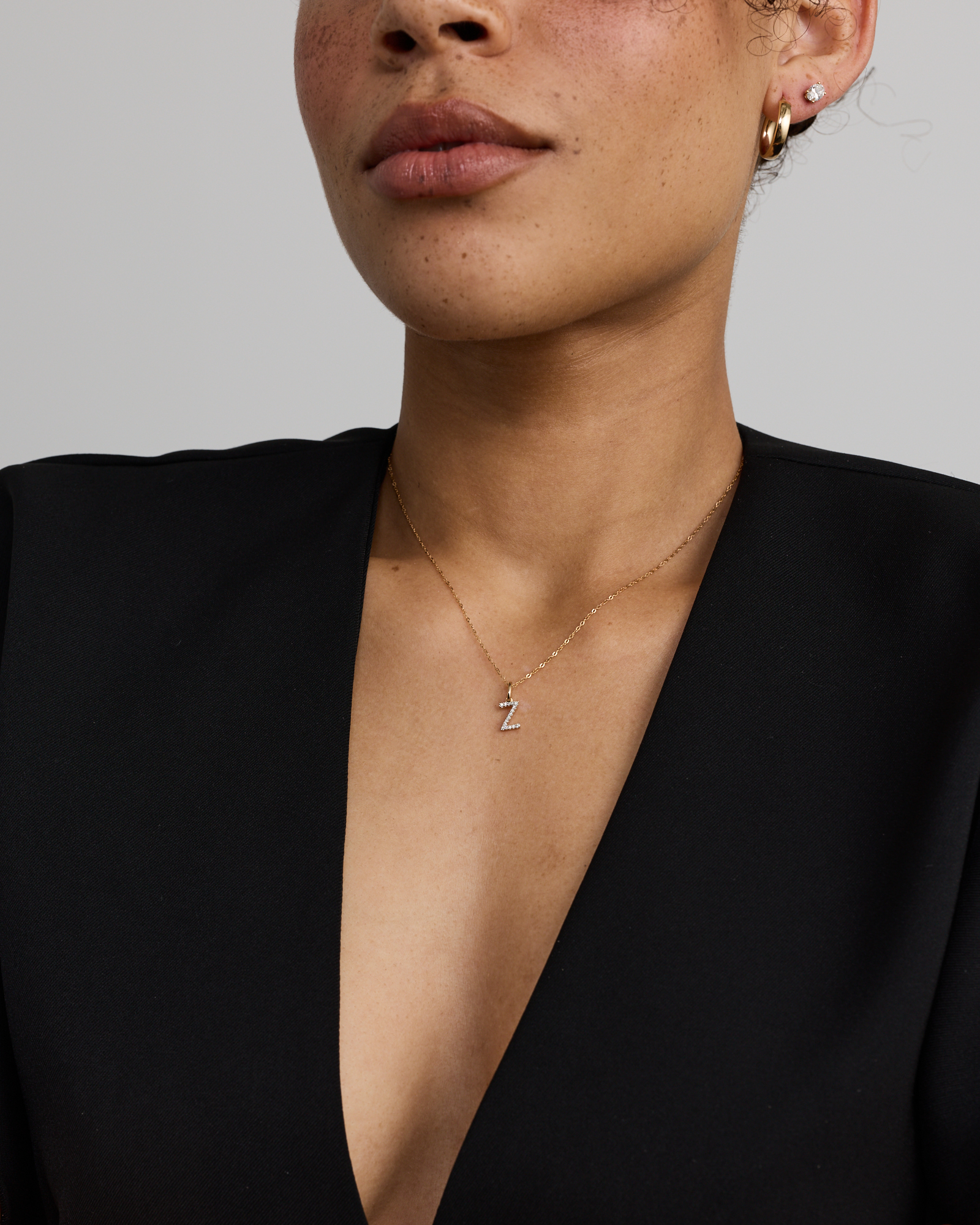 Diamond Letter Z Initial Pendant in 10kt Yellow Gold
