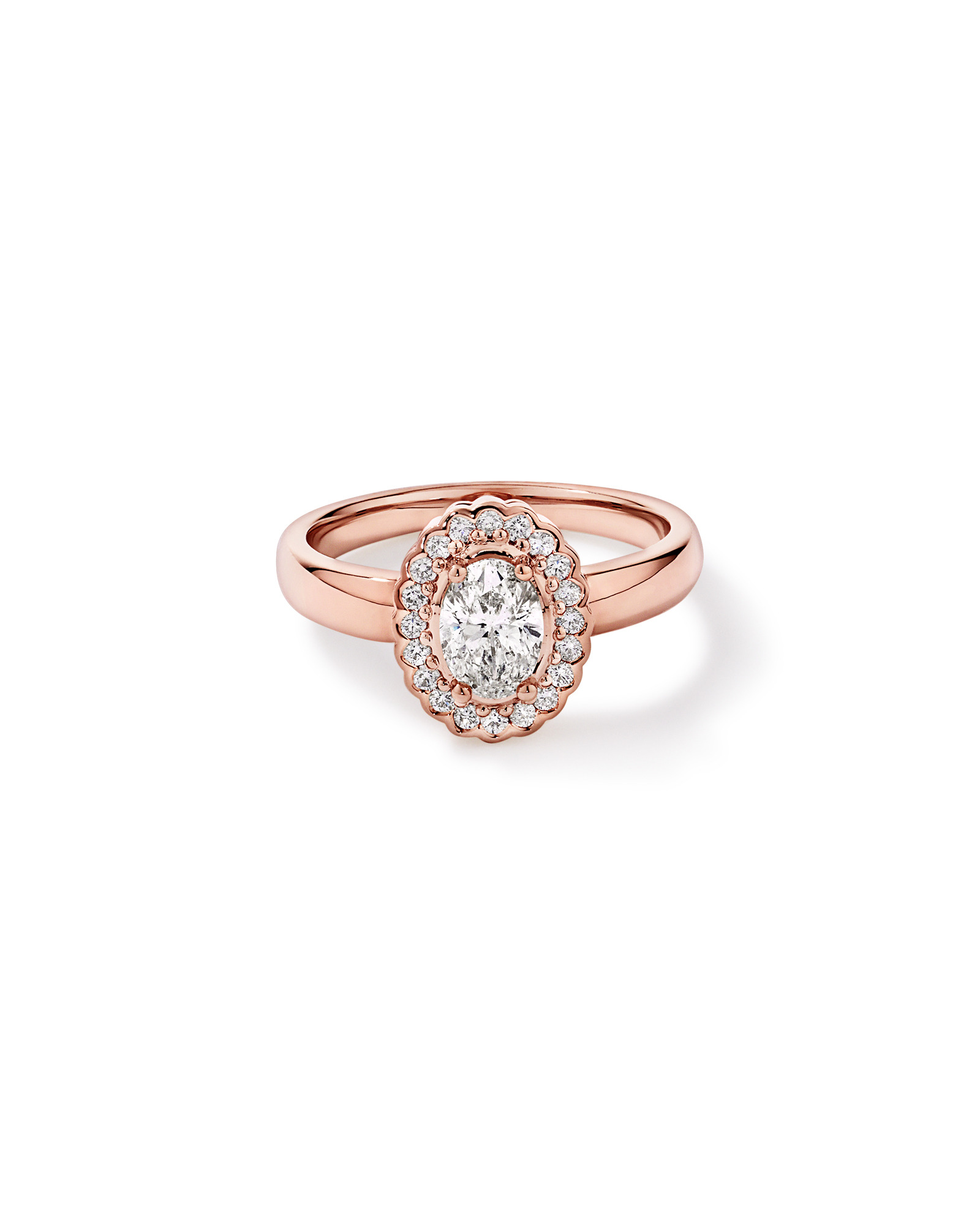 Carat TW Oval Diamond Floral Halo Ring 14kt Rose Gold
