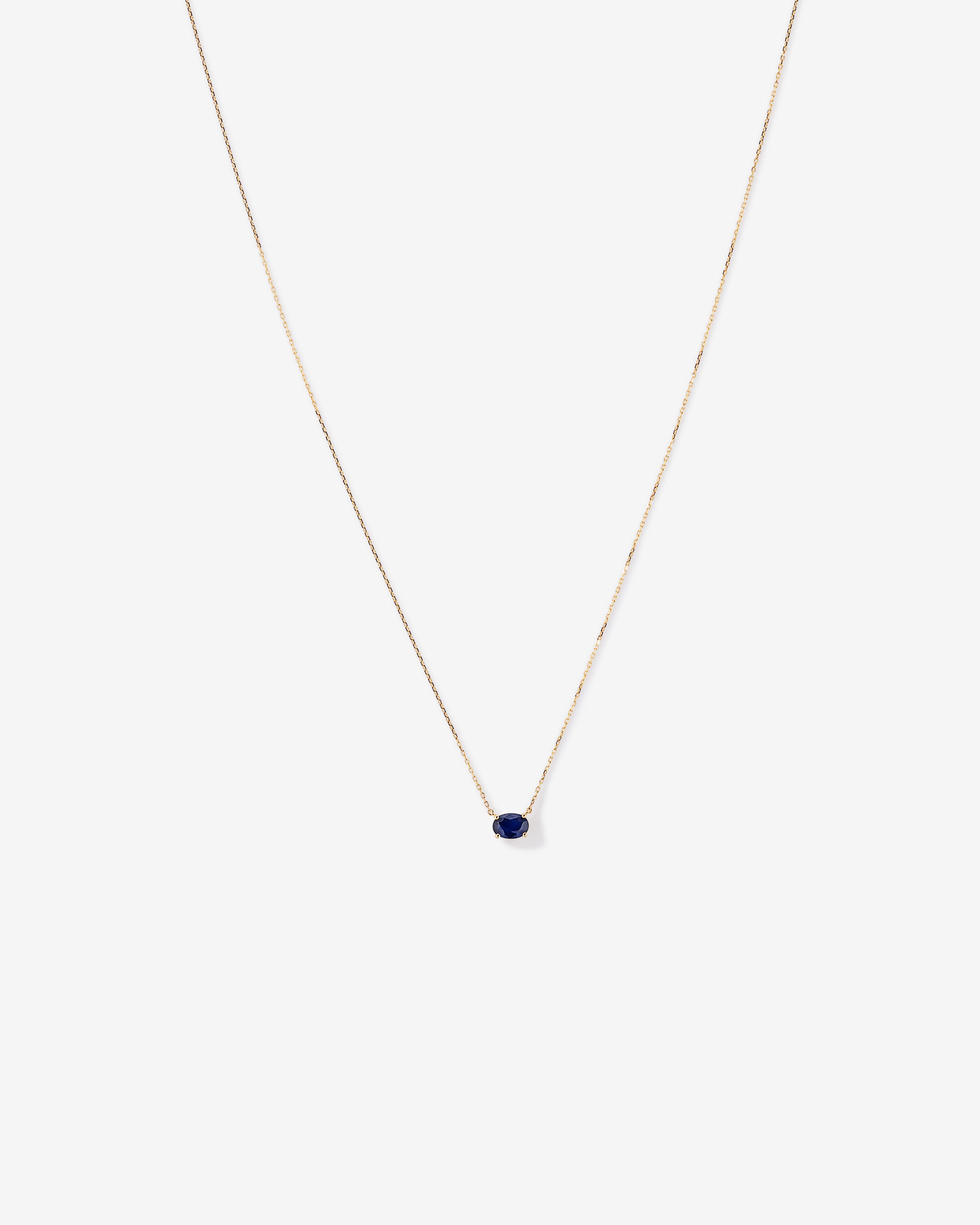 Oval East-West Sapphire Necklace in 10kt Yellow Gold